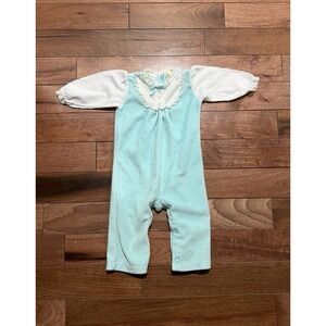 Vintage Blue White Romper Little One's 12 Months